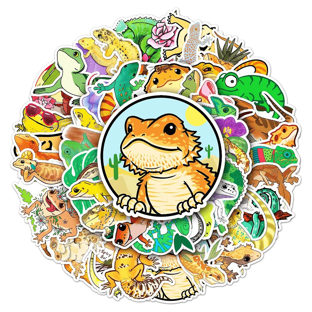 

50pcs Cute Cartoon Lizard Stickers Phone Ipad Suitcase Laptop Journal Accessories Sticker DIY Vintage Journaling Materials
