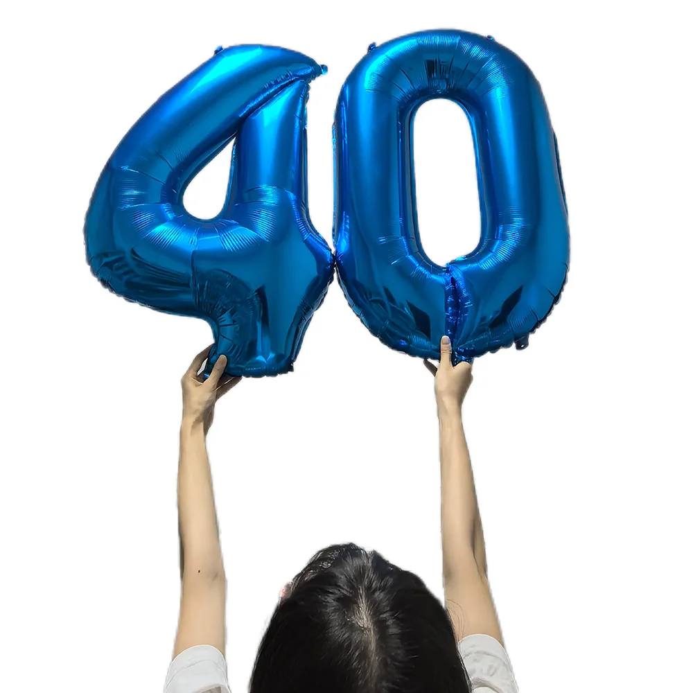 Воздушный шар номер 40 воздушный сорок синей фигуры зеленый глобус на 40-летие