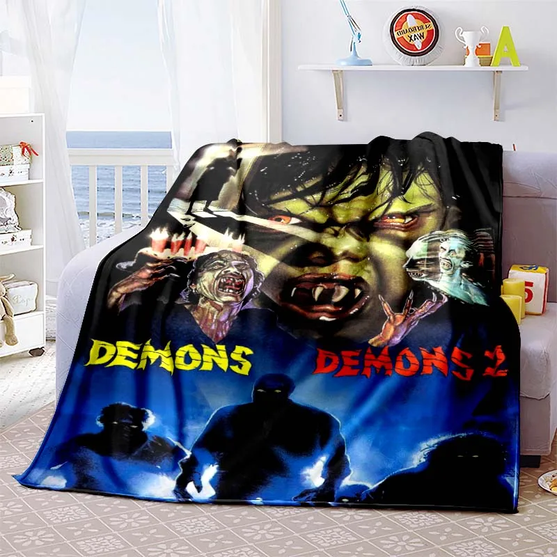 Horror Movie Print Blanket Soft Flannel Blanket Demons Zombie Lightweight Thin Fleece Blanket Bedspread Sofa Couch Camping Cover