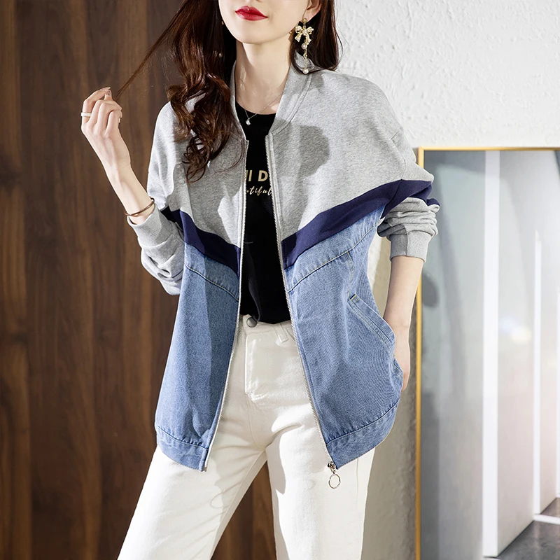 

SuperAen Loose All Match Full Denim Jacket New 2022 Spring Plus Size Women's Cardigan