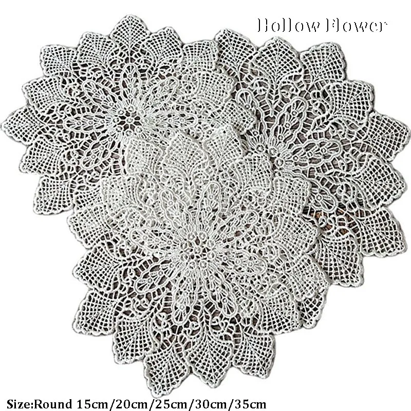 

NEW white Lace Round Embroidery table place mat Christmas pad Cloth placemat cup mug dining tea coaster wedding doily kitchen