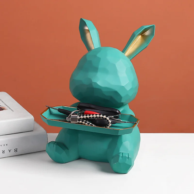 

Rabbit Resin Storage Tray Figurines Nodric Creative Modern Statue For Home Decoration Accessories Small Object Placement