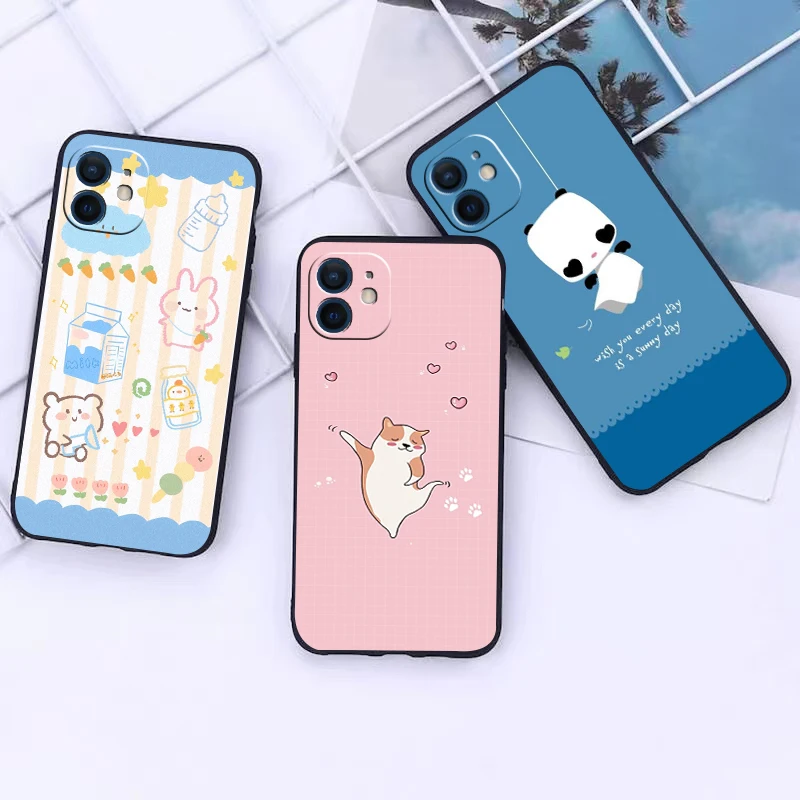 

cute cartoon pattern phone Case For IPhone 13 12 11 Pro Max Mini SE XR X XS Max 8Plus 7plus 6 soft6S New Shell phone Case
