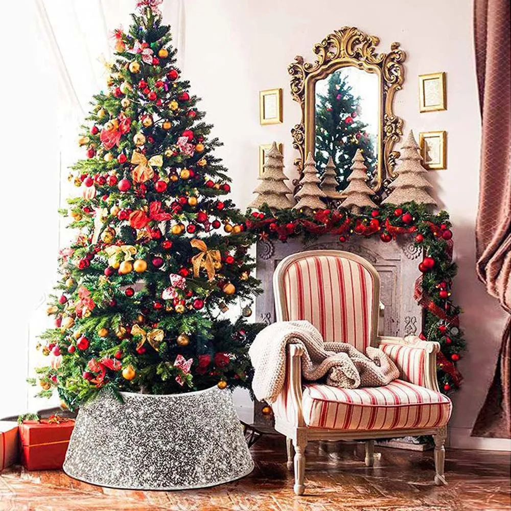 

Christmas Tree Surround Base Sequin Christmas Tree Skirt Living Room Decor Props Xmas Ornaments