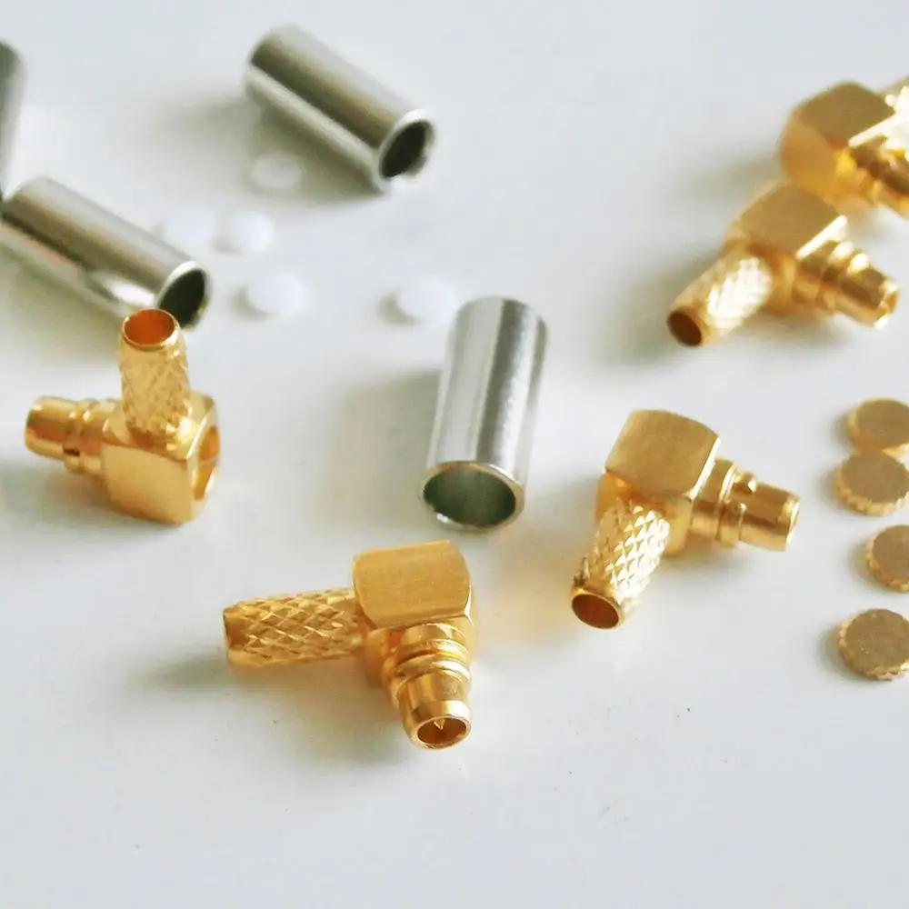 

MMCX Male 90 Degree Right Angle TYPE L plug Crimp For RG179 LMR100 RG316 RG174 Cable Brass RF Coax Adapter PTFE