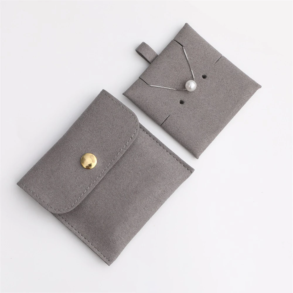 

Soft Microfiber Jewellery Pouch Snap Button Small Cloth Envelope Packaging Bag Bracelet Necklace Earrings Ring Storage Bag