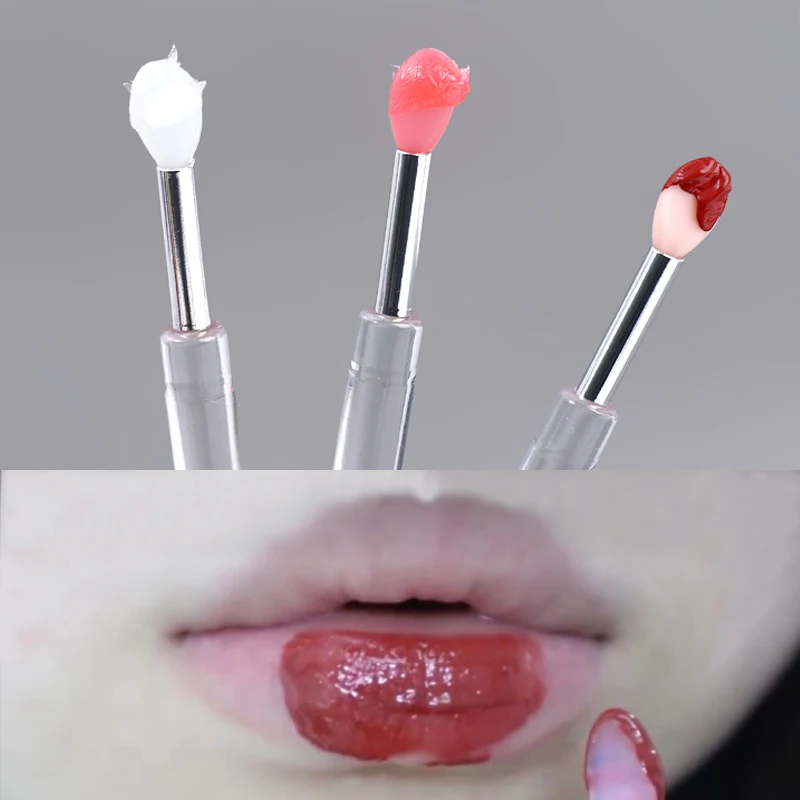 

Soft Lip Brush with Cover Silicone Head Lip Applicator Brush Makeup Brushes with Cover Lips Cosmetic Women Beauty Makeup Tools