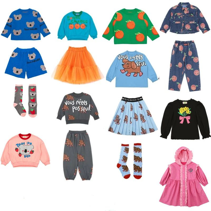 Baby Girl Clothes Bebe Brand New Autumn Korean Kids Sweatshirt Boy Coat Orange Toddler Dress Skirt Sets Cotton Sweaters Cardigan