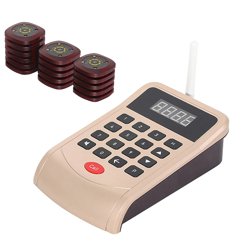 

Restaurant Pager Wireless Calling System Pager Coaster Pager Calling Restaurant Guest Paging System 1 Keyboard and 20 Pagers