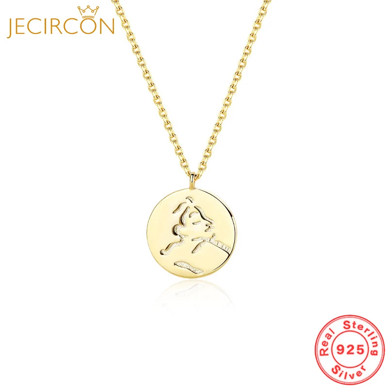

JECIRCON 925 Sterling Silver Personality Abstract Face Necklace for Women Light Luxury Brand Coin Collarbone Chain Trend Jewelry
