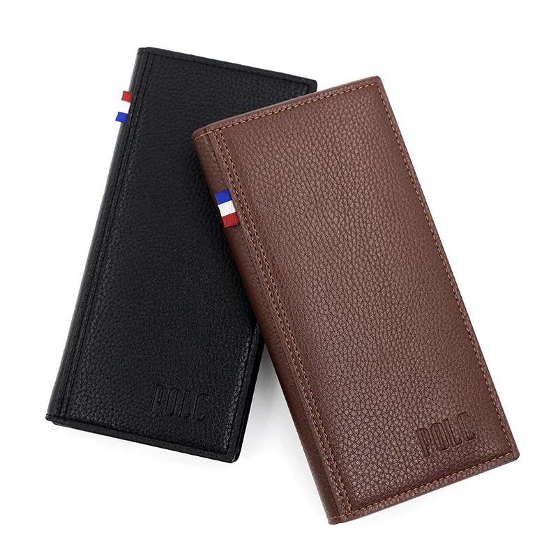 New Men's Long Wallet, Simple Business Pu, Three-fold Multi-function, Multi-card Bag
