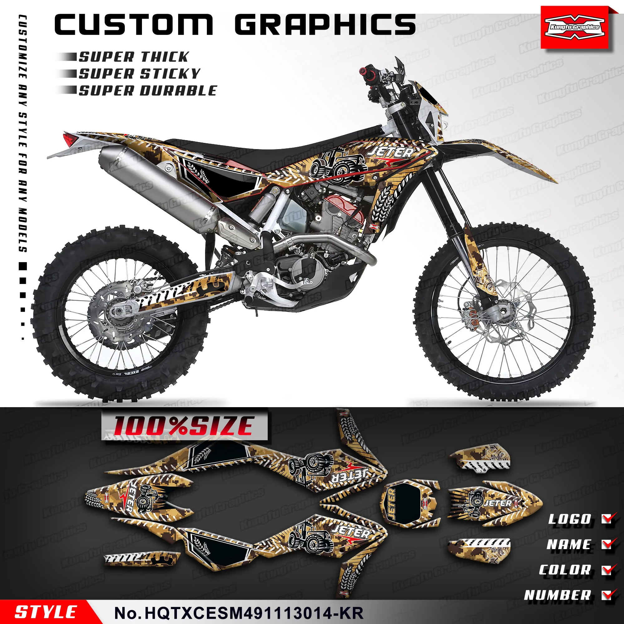 Фото KUNGFU GRAPHCS комплект виниловой наклейки для Husqvarna TE TC TXC SMR 449 511 2011 2012 2013, HQTXCESM491113014-KR №1