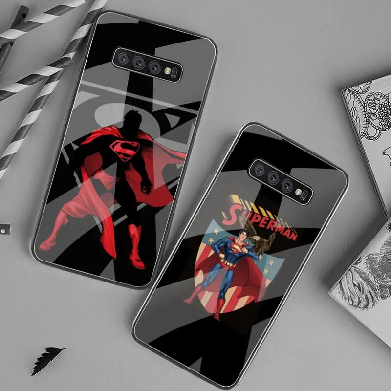

Superhero DC Superman Phone Case Tempered Glass For Samsung S20 Ultra S7 S8 S9 S10 Note 8 9 10 Pro Plus Cover