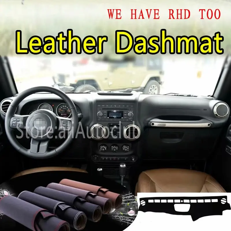 

For Jeep Wrangler (jk) 2006-2016 2008 2015 2014 Leather Dashmat Dashboard Cover Dash Sunshade Carpet Custom Car Styling Lhd+rhd