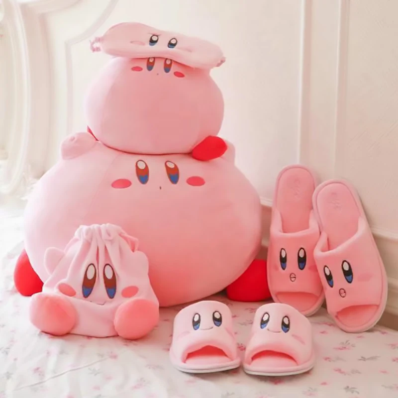 

Kawaii Kirby Peripheral Plush Toy Lovely Kirby Stuffed Cushion Doll Bedside Decor Pillow AW Non-slip Slippers Xmas Gift For Kids