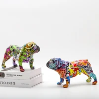 creative art colorful animals small english bulldog resin crafts home decoration color modern simple office desktop craft