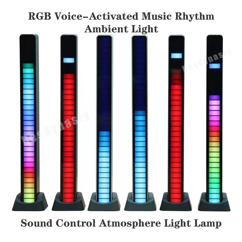 

High Quality Car Sound Control Atmosphere Light RGB Voice-Activated Music Rhythm Ambient Lamp LED 18Colors for Bluetooth Speaker