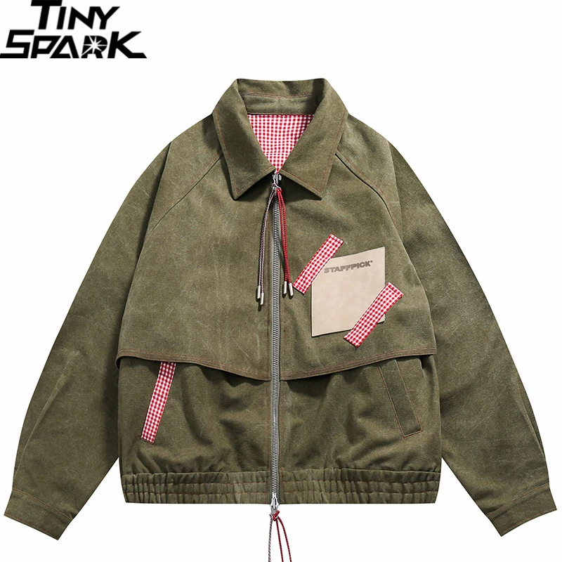 

Куртка мужская с карманами на молнии, уличная одежда в стиле хип-хоп, свободный пиджак-карго в стиле Харадзюку, хлопковая верхняя одежда, осе...