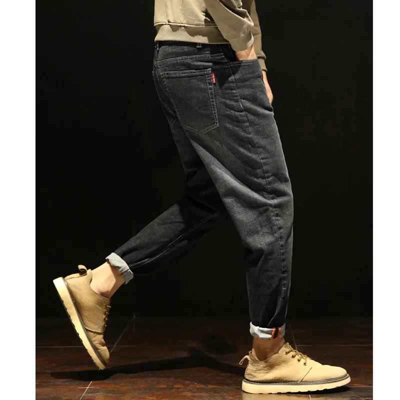 Men Clothing Autumn and Winter Straight Loose Cylinder Jeans Vintage Elastic Force Comfortable Blue Harun Trousers Female 2022