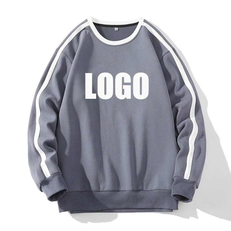 

Пуловер мужской с круглым вырезом, Свободный Повседневный свитер с графическим принтом, однотонный, в полоску, на осень