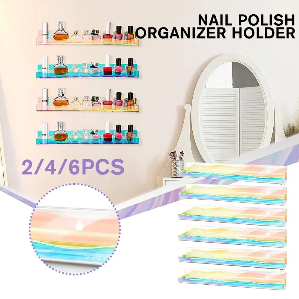 

2/4/6pcs Colorful Acrylic Nail Polish Organizer Holder Acrylic Book Shelves Wall Mounted Shelves Wall Storage Shelves