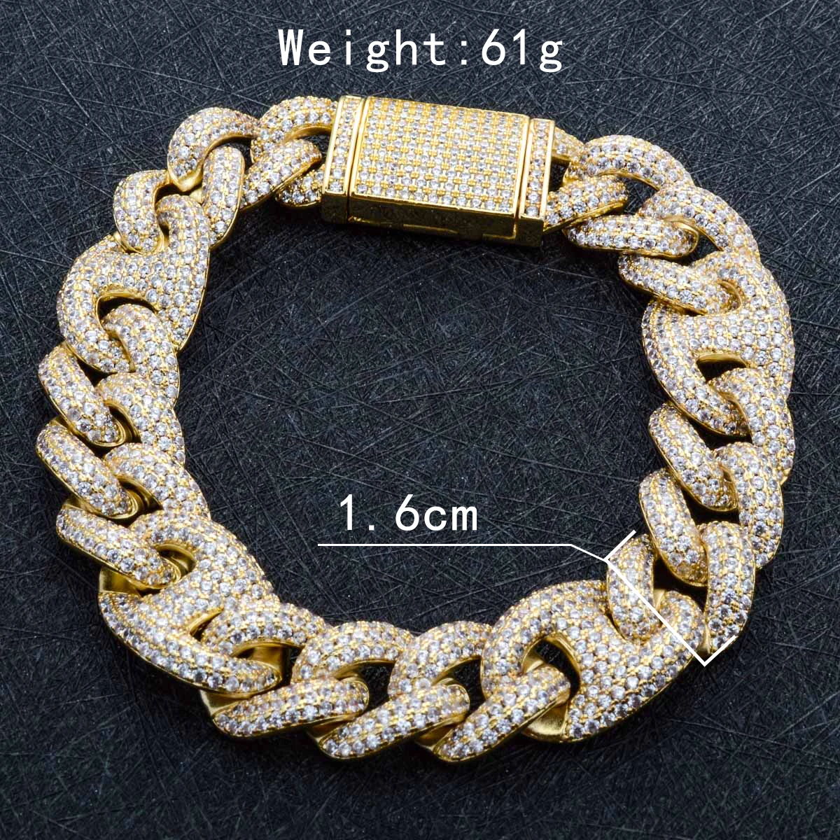 Charmoment Jewelry Hip Hop Men Bracelet Gold Color Cuban Link Chain Full Iced Out Miami Bangle For Punk Man Women Gift