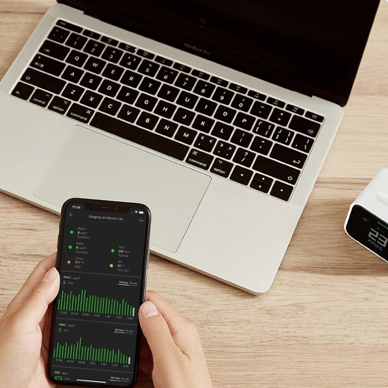 Датчик воздуха Qingping Lite Retina детектор с сенсорным экраном CO2 PM2.5 PM10 монитор