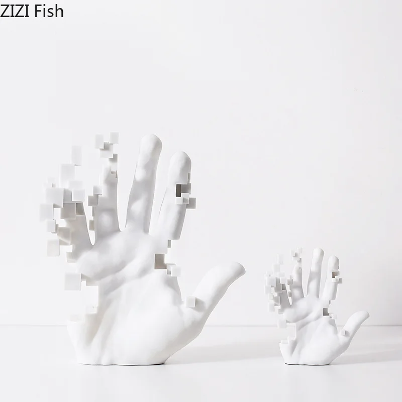 

Mosaic Hand Palm Artwork Statue Modern Decor Ornaments Dissolve Hand Sculpture Resin Crafts Living Room Decoration Furnishings