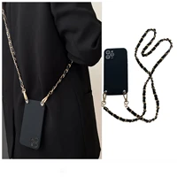 luxury crossbody lanyard long leather chain black phone case cover for iphone 13 11 12 pro max xr x xs 7 8 6 6s plus se