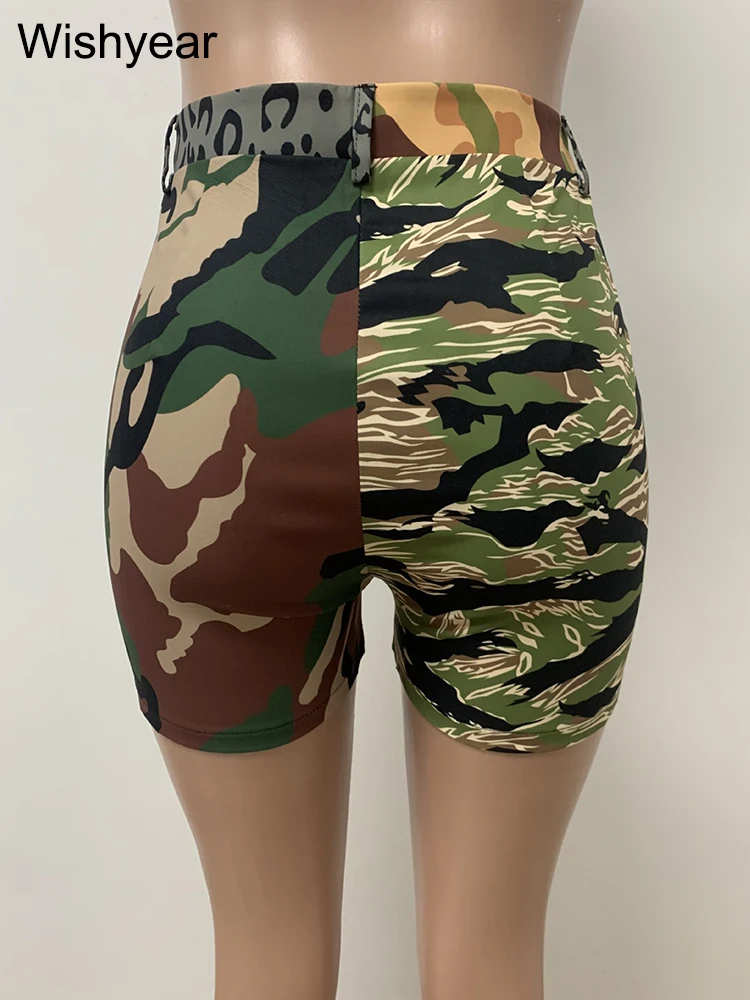 2023 Casual Camouflage Ripped Slim Bodycon High Waist Summer Mini Pants Women's Clothing Streetwear Biker Cycling Shorts Outfits