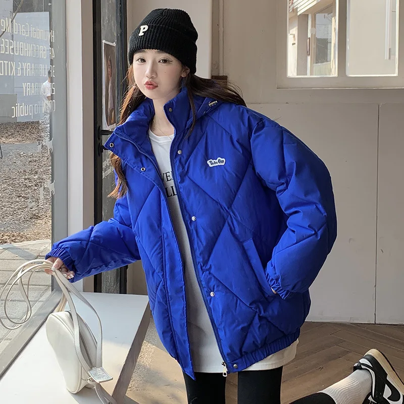 Women's winter diamond lattice oversize cotton coat