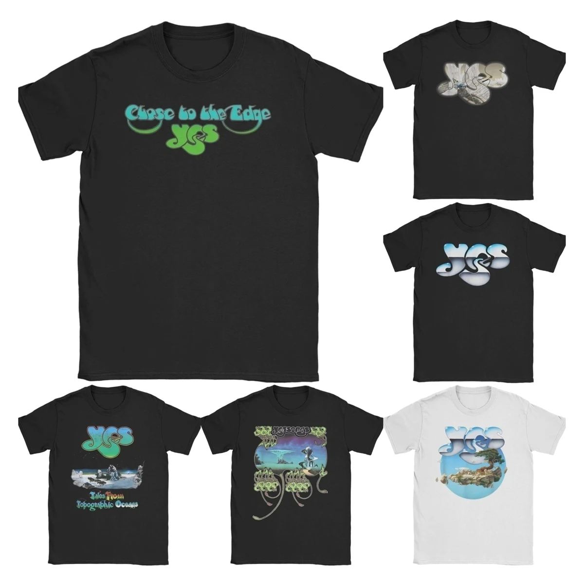 Фото Мужчины Женщины Футболки Close to the Edge Yes Band Humor Футболка из чистого хлопка с коротким рукавом Рок-музыка Легенда Футболка Топы с круглым вырезом №1
