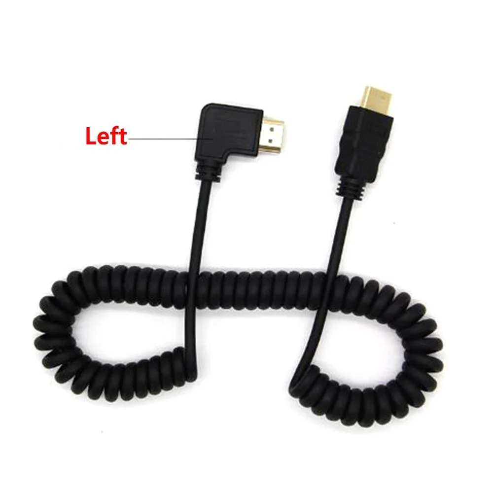 hdmi кабель Спиральный с пружинным спиральным штекером Hdmi 90 градусов вилка HDMI к