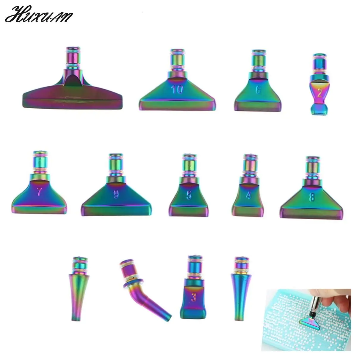 

Stainless Steel Tip Diamond Painting Metal Pen Heads Colorful Metal Multi Placer Tip For Drill Pen 5D Diamond Painting Tool