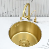gold mini small single slot balcony bar round sink 304 stainless steel sink kitchen sink bathroom sink