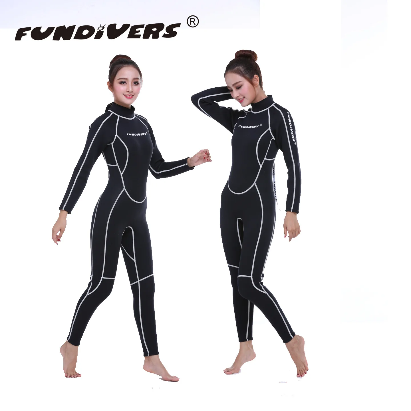 Women 3mm Long Sleeve Wetsuit Womens, Full Body Diving Suit Back Zip Wetsuit for Diving Snorkeling Surfing Swimming