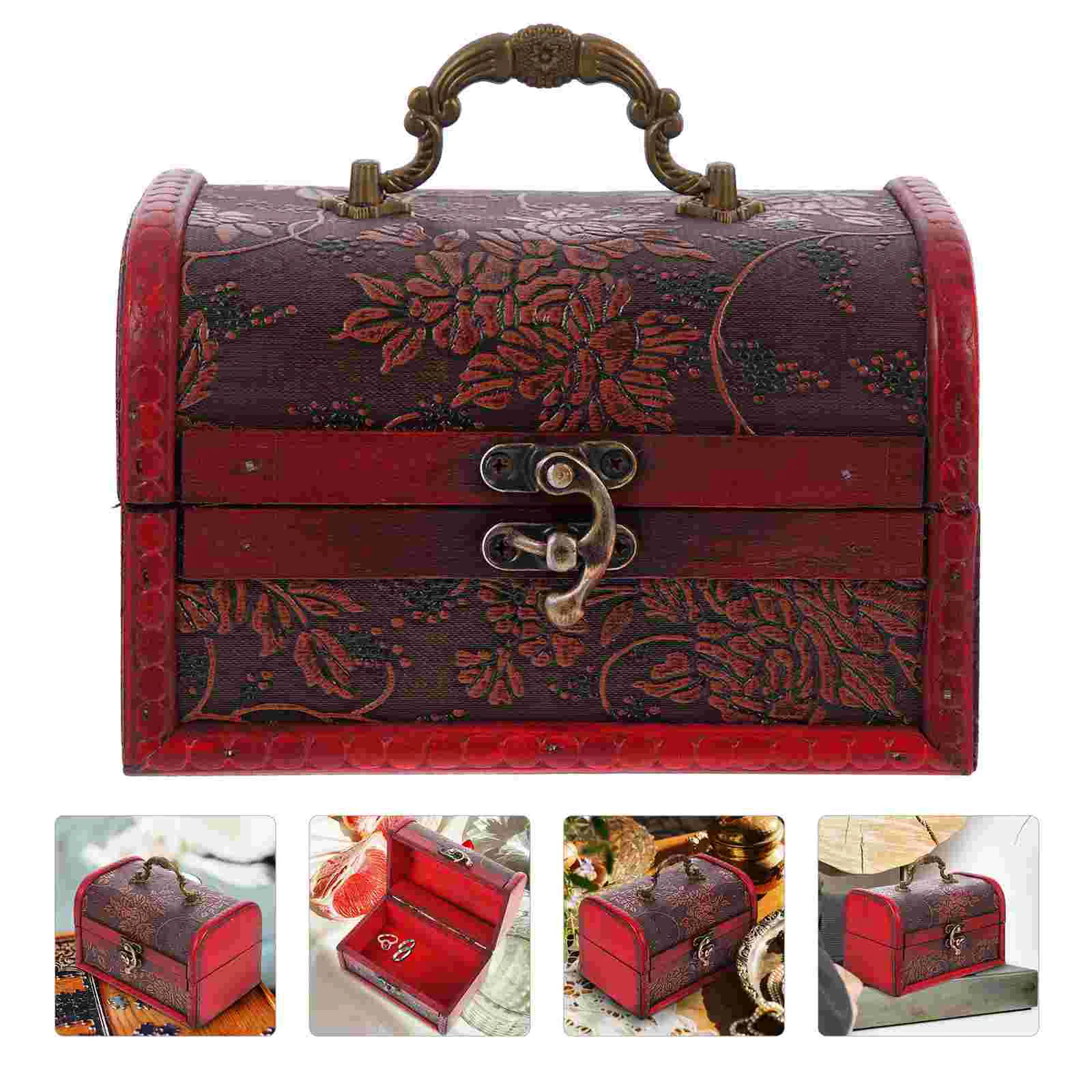 

Box Jewelry Treasure Storage Woodenorganizercase Wood Small Decorative Lid Hinged Traycontainer Packing Souvenir Trinket Chinese