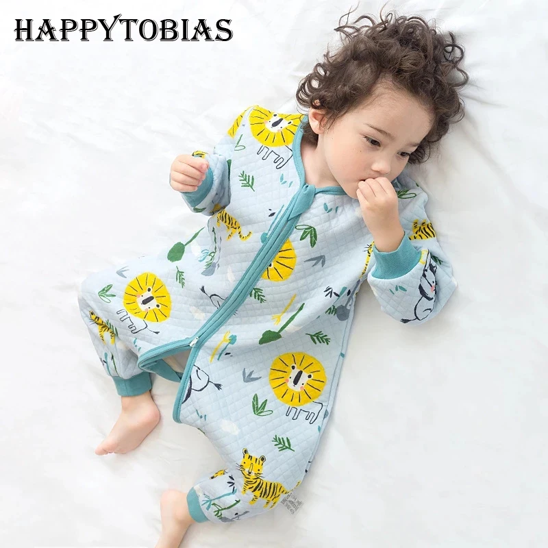 Happytobias Spring Autumn Baby Sleeping Bags Split Leg Cotton Toddler Sleepsack Kids Sleepers Schlafsack Pajamas Jumpsuit S15