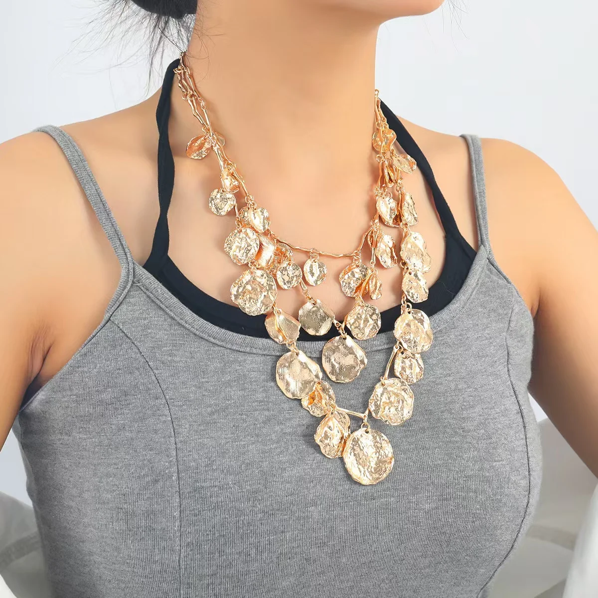 Индивидуальное многослойное круглое ожерелье ZAA в стиле ретро с геометрическим