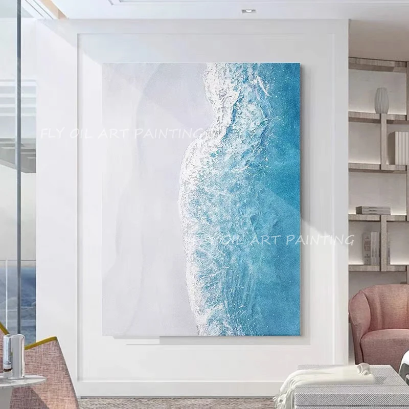 

100% Hand Painted ocean seaside simple pure landscape artwork colorful thick canvas large size Oil Painting decoration gift