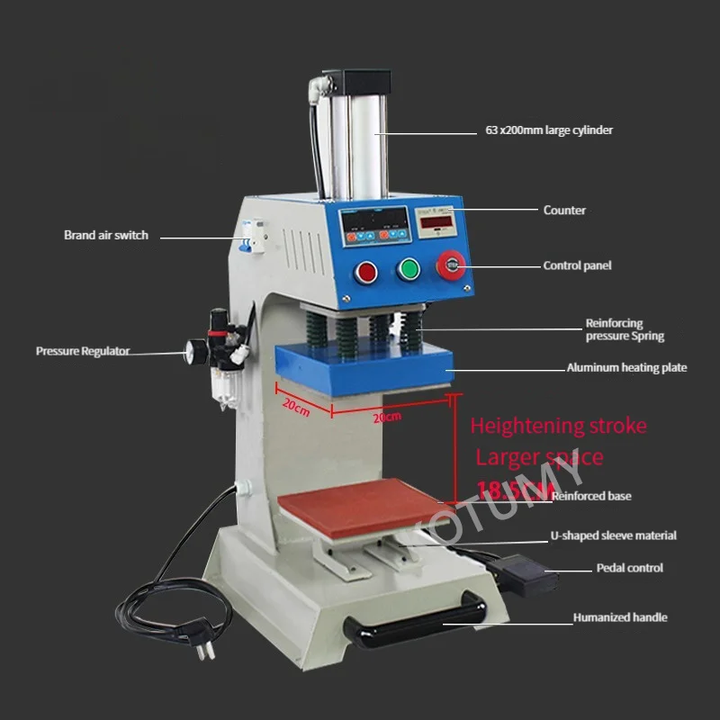 20x20 см однопозиционный термопресс пневматический автоматический аппарат для