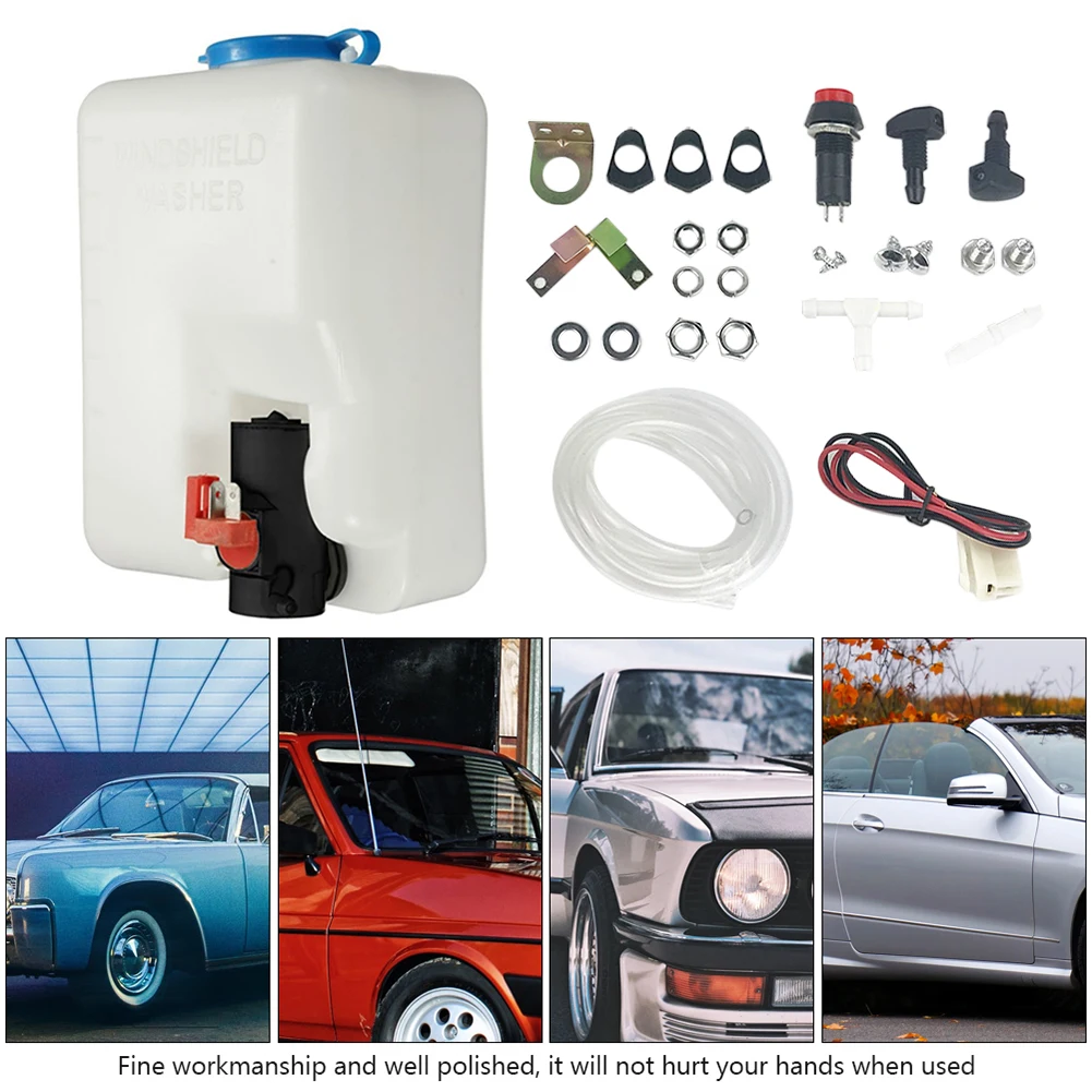 12V 1.5L Car Windshield Washer Bottle Washer Pump Fluid Reservoir Wiper System Universal Washer Tank Sprayer Kit Car Accessories