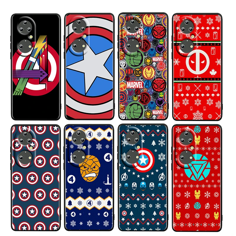 

Marvel Cool Hero Man For Huawei P50 P20 P30 P40 5G P10 Pro Lite E Plus P9 Lite Mini 4G TPU Silicone Soft Black Phone Case Fundas