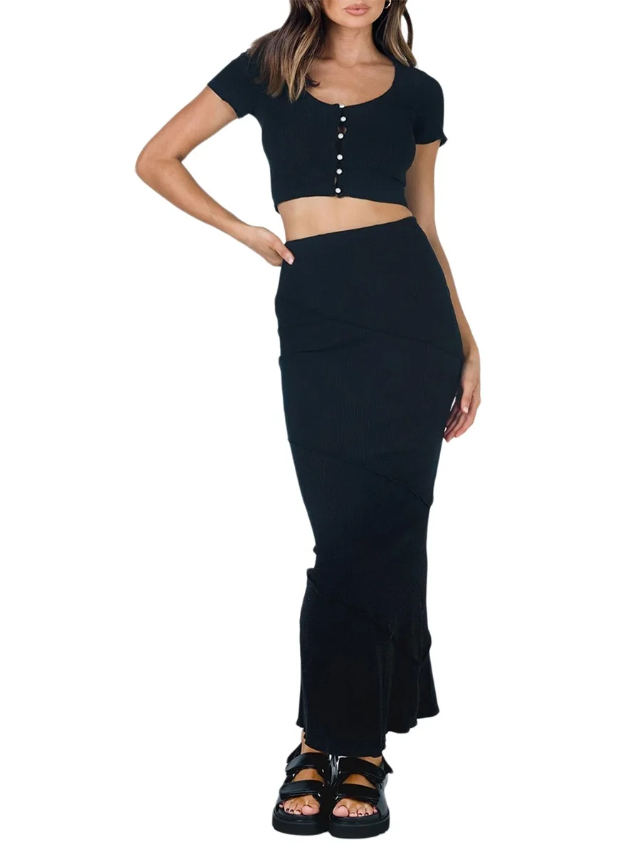 

Women s Knitted Long Skirts Sexy High Waist Ruffle Stretchy Ribbed Slim Bodycon Pencil Mermaid Midi Skirts