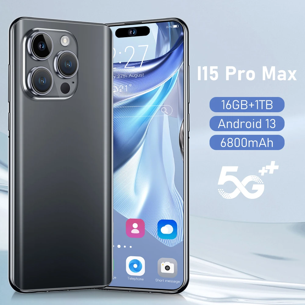 

2023 New I15 Pro Max 7.3 Inch Screen Global Version 4G 5G Smartphone Face ID 16GB+1TB Cell Phone 6800mAh Battery Mobile Phones