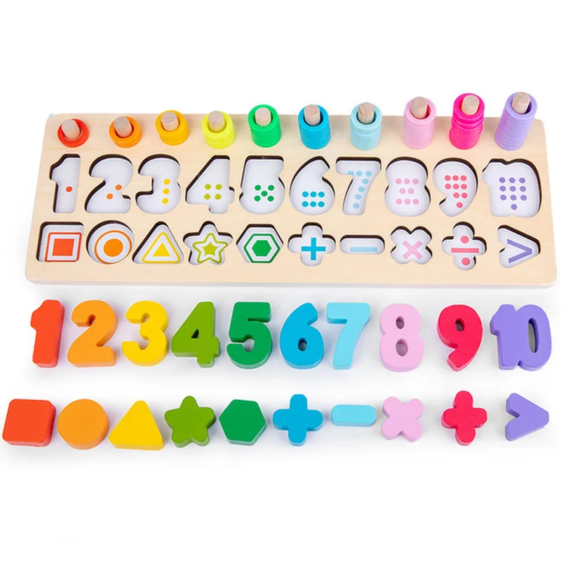 

Wooden Pair Number Board Multi-function Computing Game Children's Number Shape Cognition Early Education Math Toys for Children