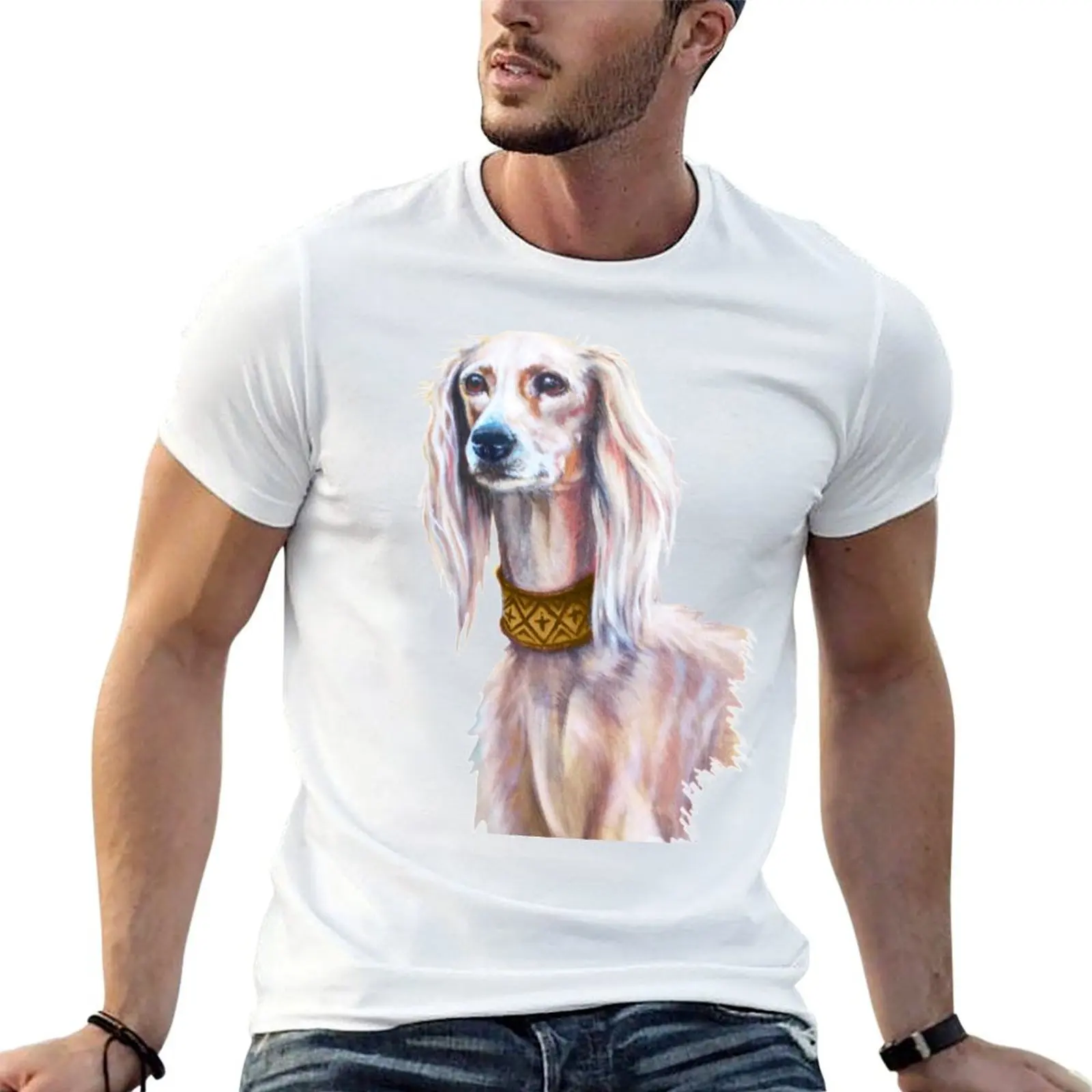 Мужская футболка Saluki Painting хлопок