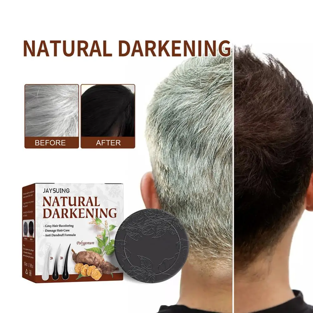 

Polygonum Hair Darkening Shampoo Bar Fast Effective Repair Gray White Color Dye Hair Body Natural Organic Conditioner Shampoo