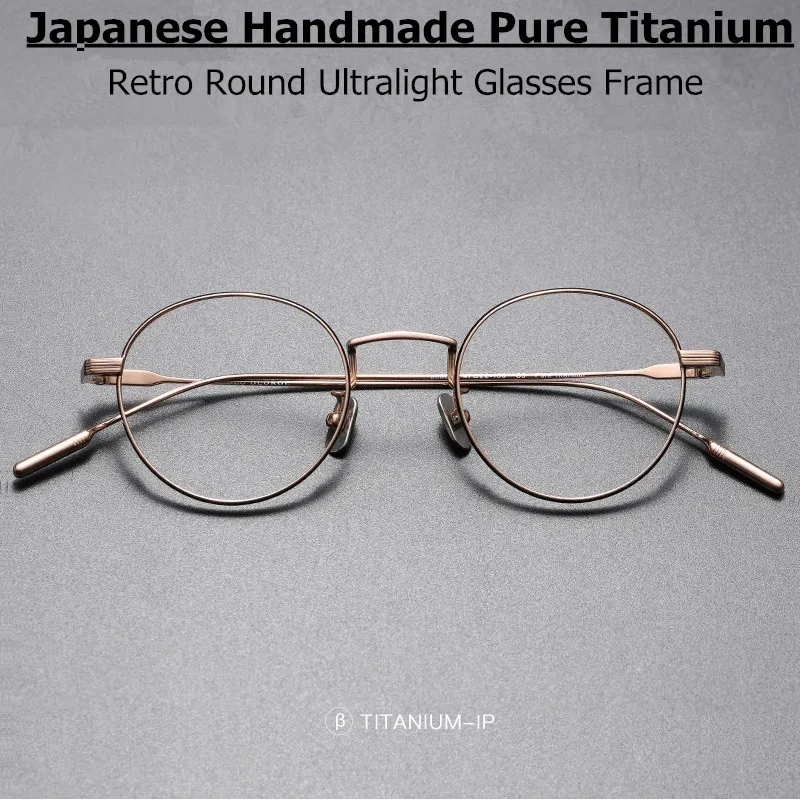 

Japanese Handmade Titanium Eyeglasses Ultra Light Glasses Frame Men Vintage Round Optical Eyewear Women Myopia Blue Light Gafas