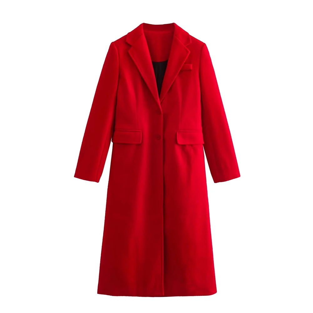 

PB&ZA Woman Winter 2022 Wool Coats Single Breasted Solid Casual Vintage Elegant Slim Fit Long Overcoat Female Clothing 8641744